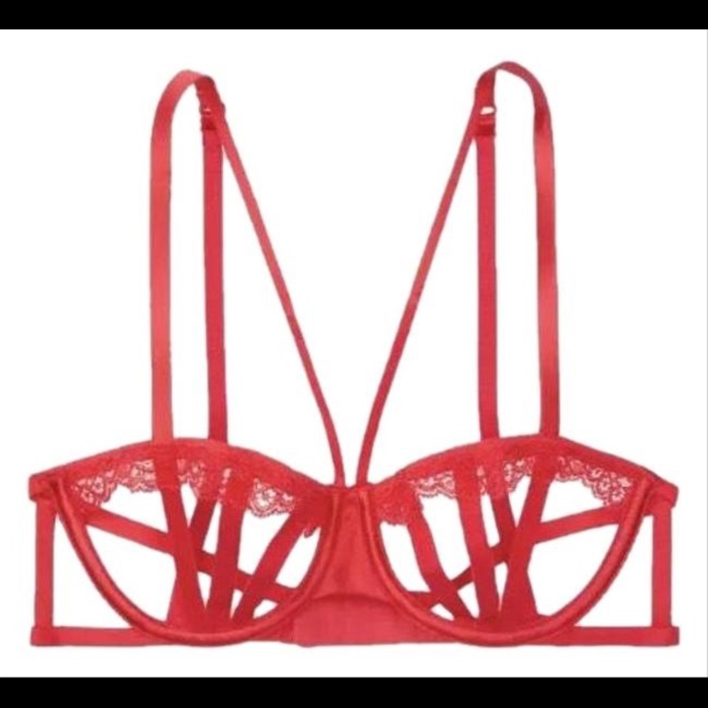 Victoria’s Secret Red strappy lace bra